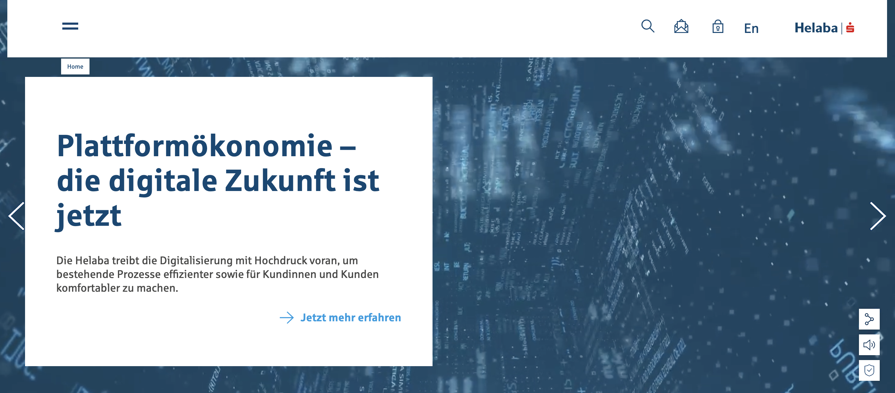 Screenshot der Website helaba.com mit der Startseite der Helaba Landesbank